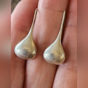 925 Silver Puffy Teardrop Earrings